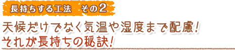 長持ちする工法 その2 天候だけでなく気温や湿度まで配慮！それが長持ちの秘訣！